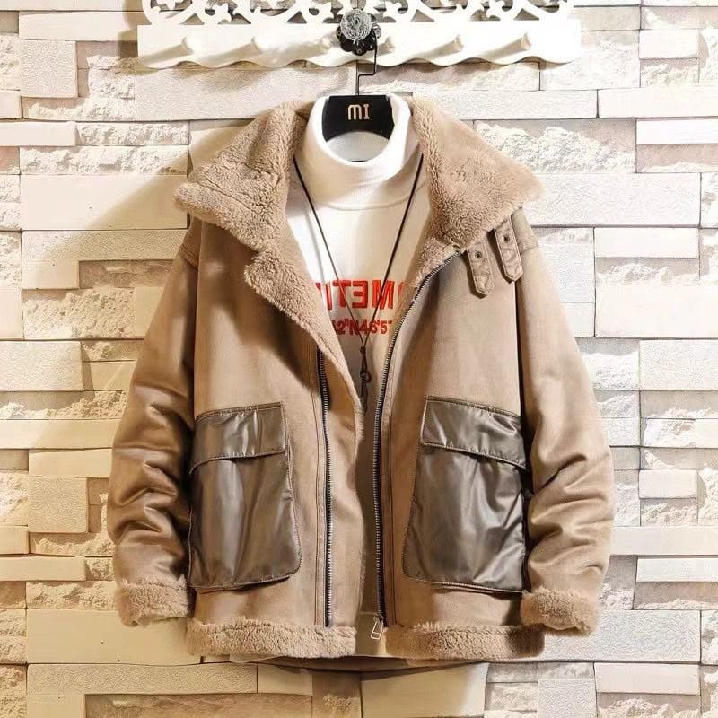 Brown shearling aviator jacket
