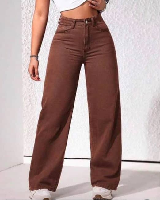 Chocolate brown high-waisted wide- leg jeans