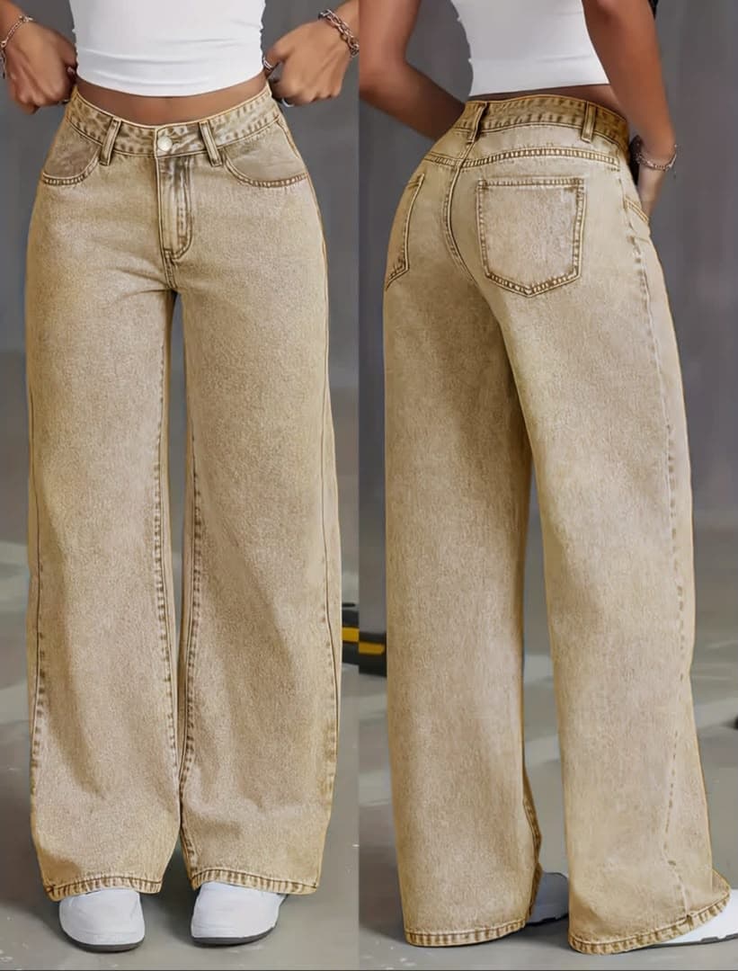 High-waisted wide- jeans