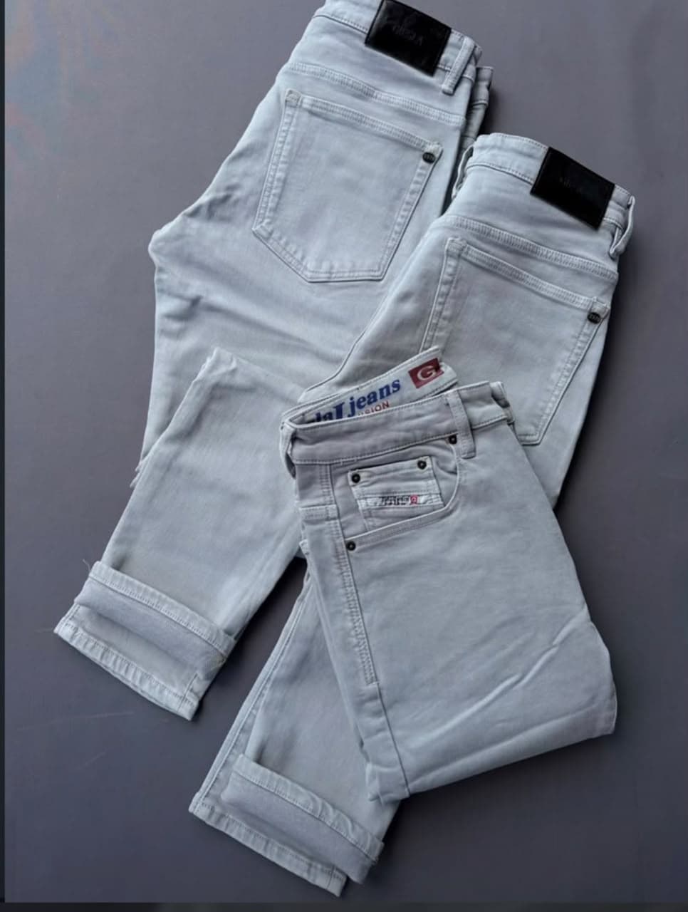 Light-Wash Grey Jeans