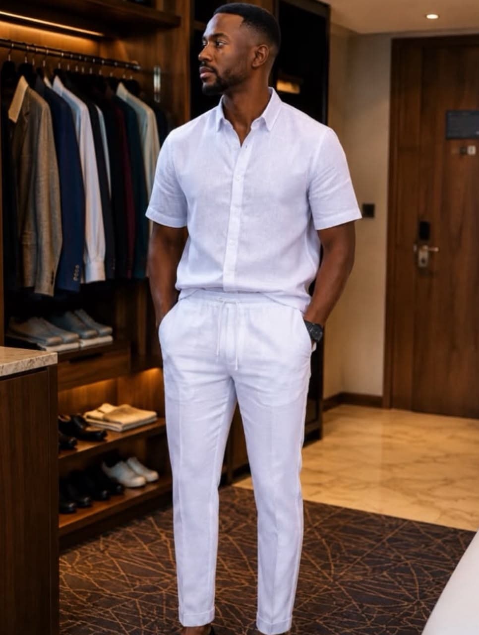 Men's Two-Piece Linen Suit Set